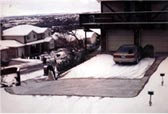 Steep heated driveway with electric snowmelt system